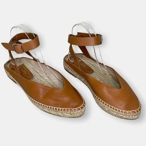 Stuart Weitzman Toga Ankle Wrap Espadrille Sandals Brown Tan Size 7